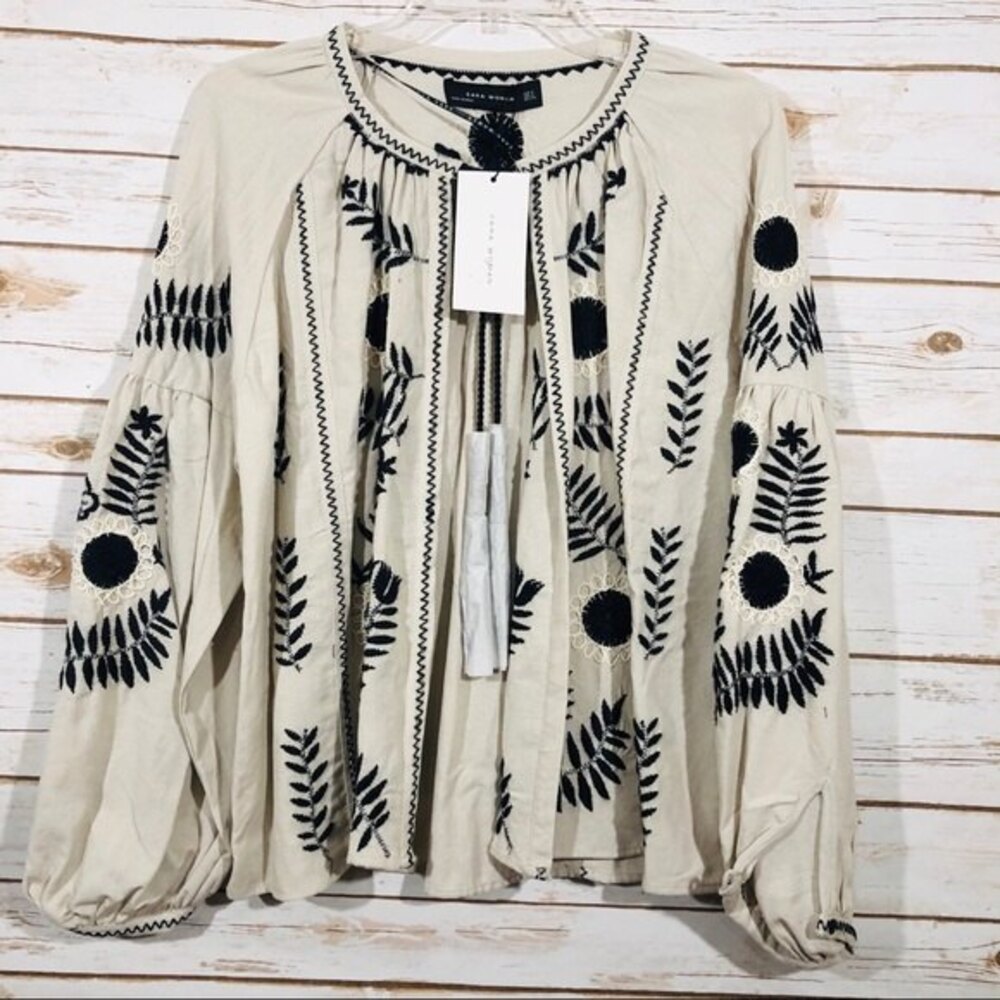 ZARA Women's Open Tie Front Long Sleeve Cardigan Size M